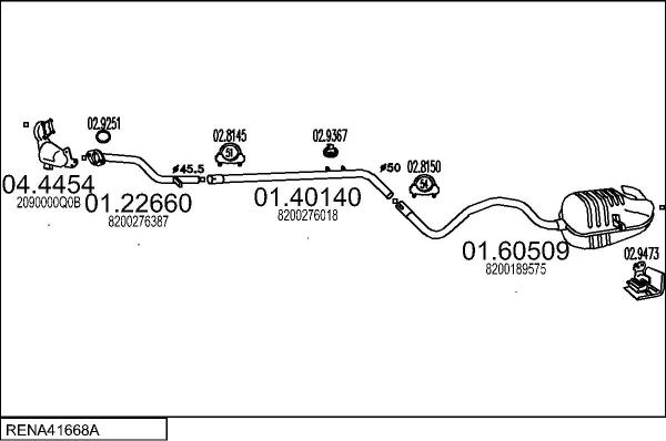 MTS RENA41668A019678 - Система випуску ОГ autocars.com.ua