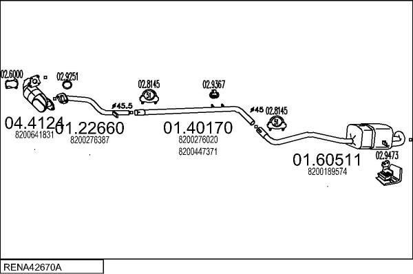 MTS RENA42670A018779 - Система випуску ОГ autocars.com.ua