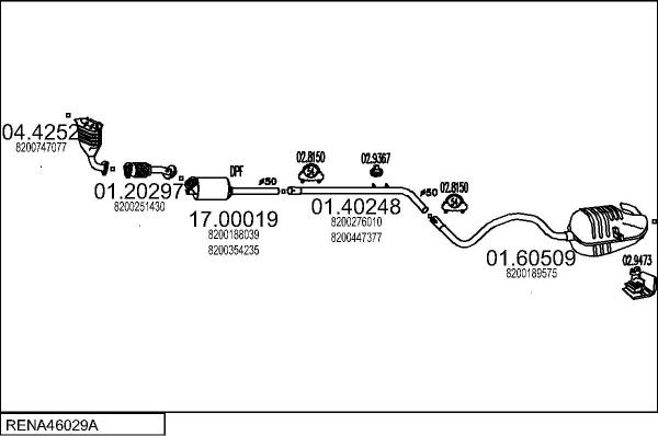 MTS RENA46029A032682 - Система випуску ОГ autocars.com.ua