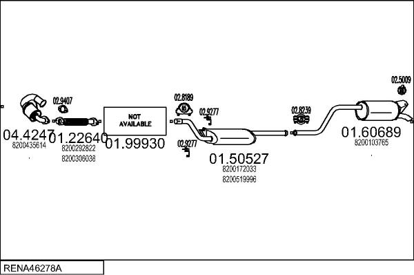 MTS RENA46278A019675 - Система випуску ОГ autocars.com.ua