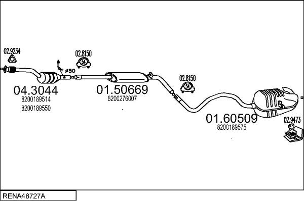 MTS RENA48727A056038 - Система випуску ОГ autocars.com.ua