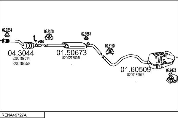 MTS RENA49727A116842 - Система випуску ОГ autocars.com.ua