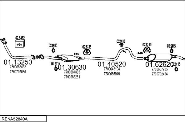MTS RENA52840A002042 - Система випуску ОГ autocars.com.ua
