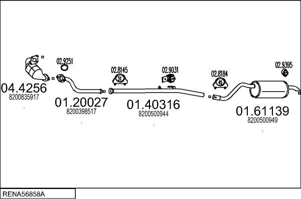 MTS RENA56858A009255 - Система випуску ОГ autocars.com.ua