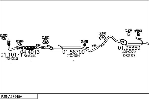 MTS RENA57948A023222 - Система випуску ОГ autocars.com.ua