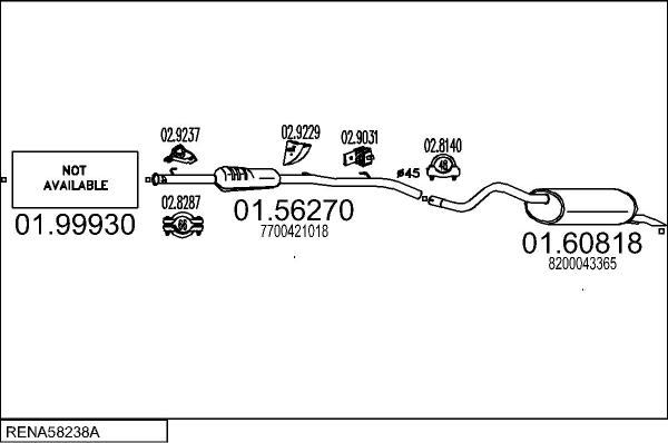MTS RENA58238A016554 - Система випуску ОГ autocars.com.ua