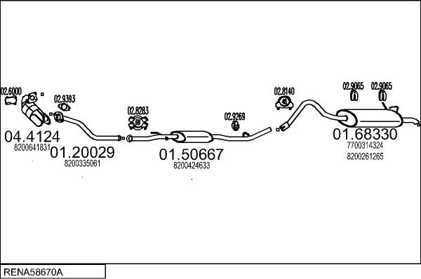 MTS RENA58670A019035 - Система випуску ОГ autocars.com.ua