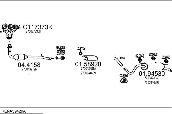 MTS RENA59429A011264 - Система випуску ОГ autocars.com.ua