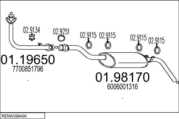 MTS RENA59840A013408 - Система випуску ОГ autocars.com.ua