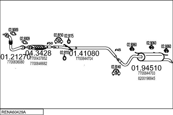 MTS RENA60429A011266 - Система випуску ОГ autocars.com.ua
