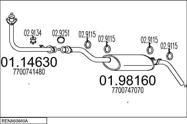 MTS RENA60840A013408 - Система випуску ОГ autocars.com.ua