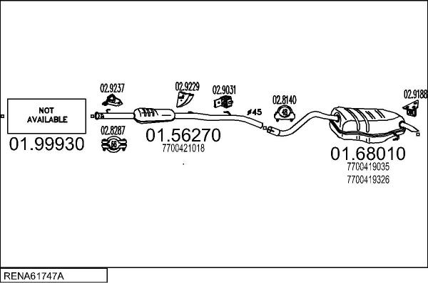 MTS RENA61747A025107 - Система випуску ОГ autocars.com.ua