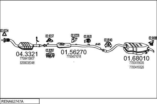 MTS RENA62747A010433 - Система випуску ОГ autocars.com.ua