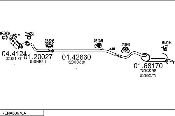 MTS RENA63670A028769 - Система випуску ОГ autocars.com.ua