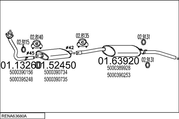 MTS RENA63680A013919 - Система випуску ОГ autocars.com.ua