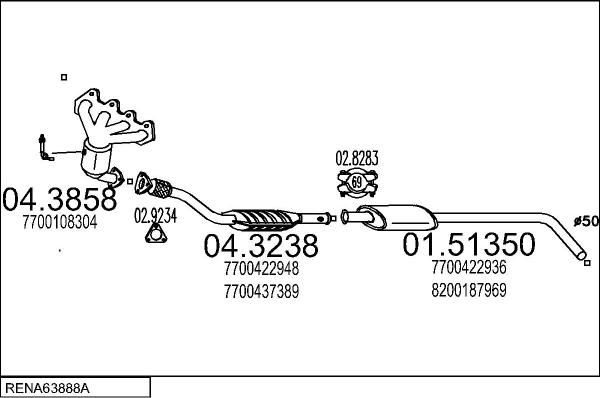 MTS RENA63888A057166 - Система випуску ОГ autocars.com.ua