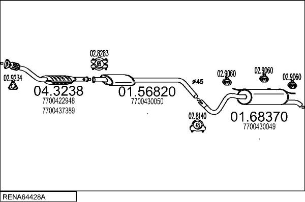 MTS RENA64428A055898 - Система випуску ОГ autocars.com.ua