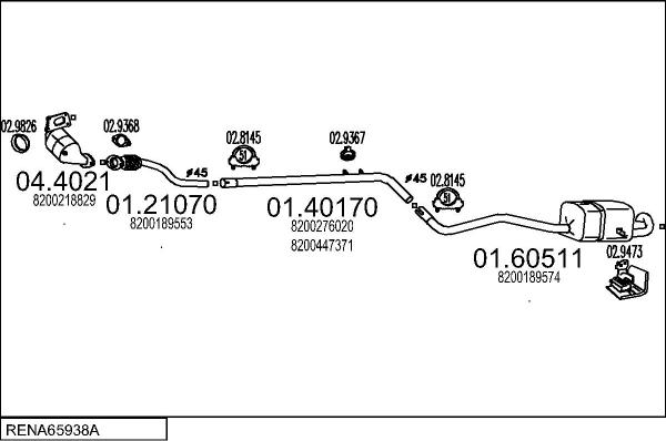 MTS RENA65938A023071 - Система випуску ОГ autocars.com.ua
