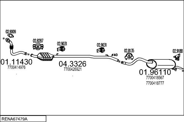 MTS RENA67479A028765 - Система випуску ОГ autocars.com.ua