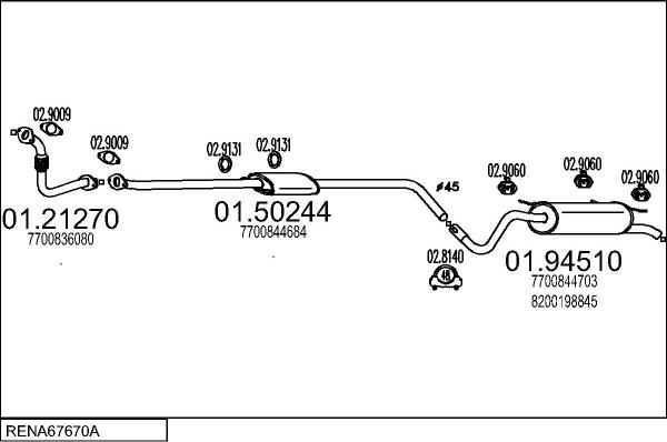 MTS RENA67670A011266 - Система випуску ОГ autocars.com.ua