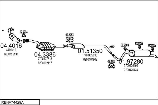MTS RENA74429A056040 - Система випуску ОГ autocars.com.ua