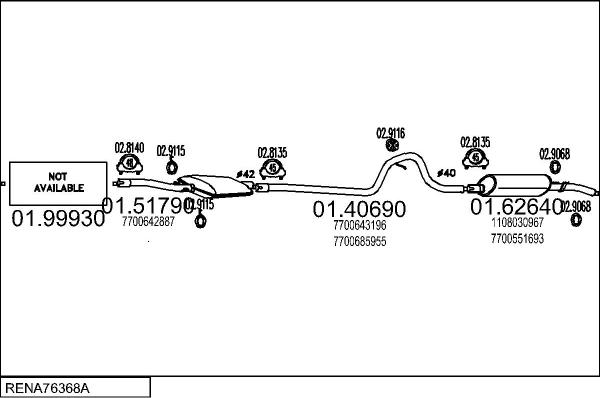 MTS RENA76368A002038 - Система випуску ОГ autocars.com.ua