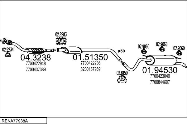 MTS RENA77938A020800 - Система випуску ОГ autocars.com.ua