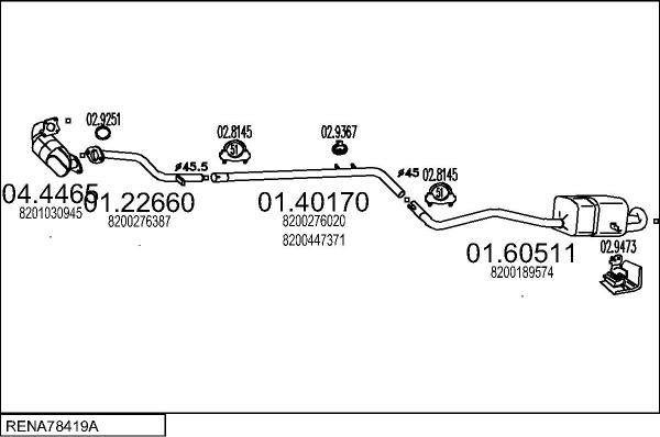 MTS RENA78419A018779 - Система випуску ОГ autocars.com.ua