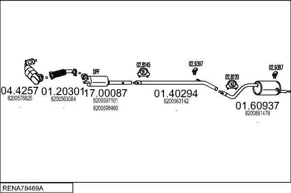 MTS RENA78469A023047 - Система випуску ОГ autocars.com.ua