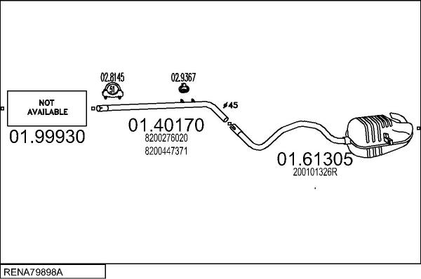 MTS RENA79898A029961 - Система випуску ОГ autocars.com.ua