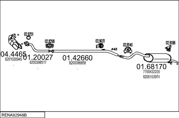 MTS RENA92948B027977 - Система випуску ОГ autocars.com.ua