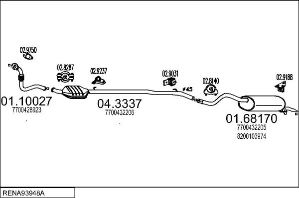 MTS RENA93948A027978 - Система випуску ОГ autocars.com.ua