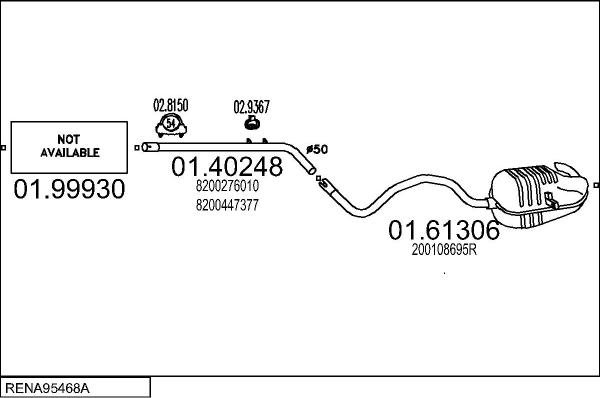 MTS RENA95468A015234 - Система випуску ОГ autocars.com.ua
