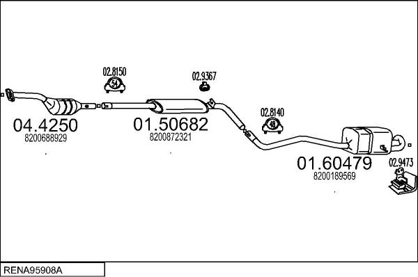 MTS RENA95908A027599 - Система випуску ОГ autocars.com.ua