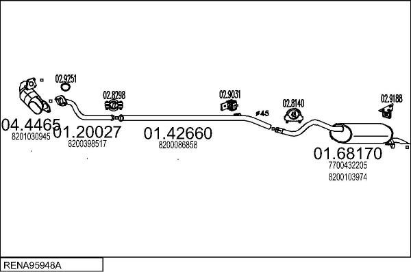 MTS RENA95948A027313 - Система випуску ОГ autocars.com.ua