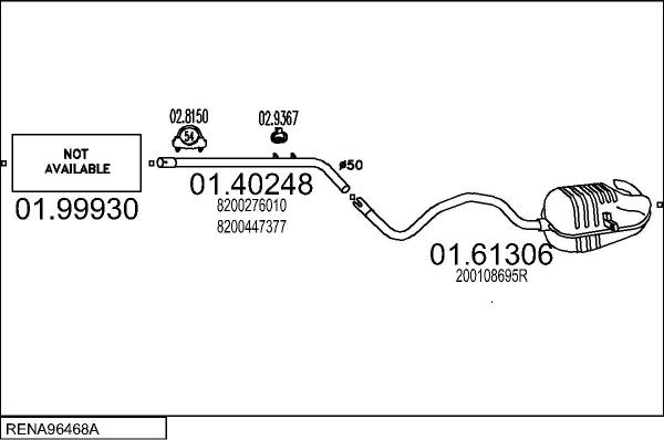 MTS RENA96468A015146 - Система випуску ОГ autocars.com.ua