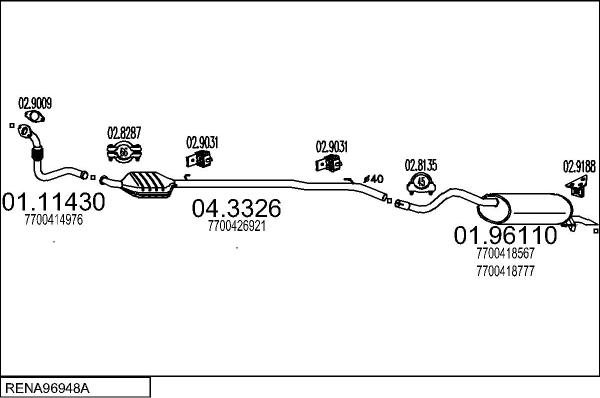 MTS RENA96948A028823 - Система випуску ОГ autocars.com.ua