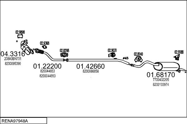 MTS RENA97948A019178 - Система випуску ОГ autocars.com.ua