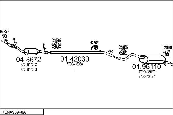 MTS RENA98948A028824 - Система випуску ОГ autocars.com.ua