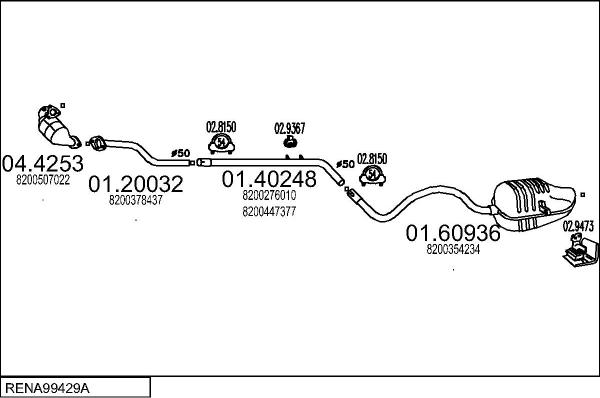 MTS RENA99429A019400 - Система випуску ОГ autocars.com.ua