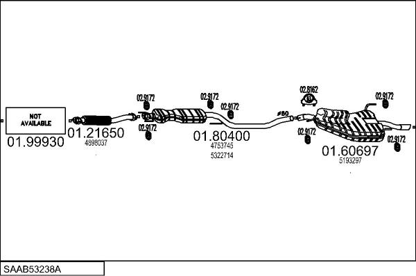 MTS SAAB53238A027614 - Система випуску ОГ autocars.com.ua