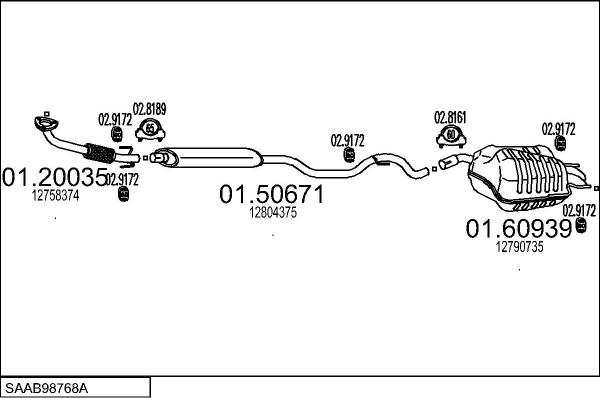 MTS SAAB98768A027610 - Система випуску ОГ autocars.com.ua