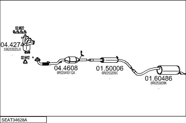 MTS SEAT34628A033328 - Система випуску ОГ autocars.com.ua