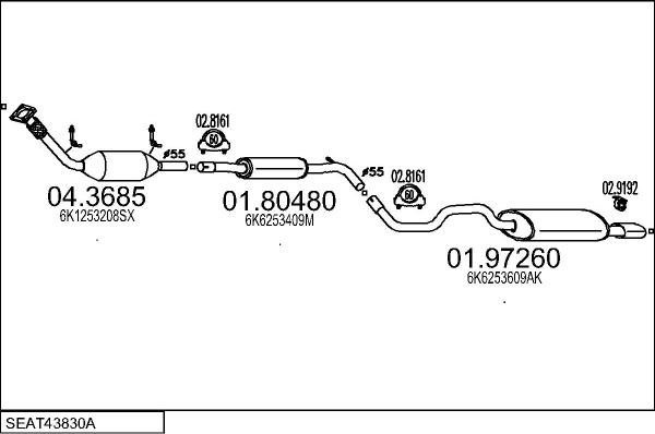 MTS SEAT43830A013199 - Система випуску ОГ autocars.com.ua
