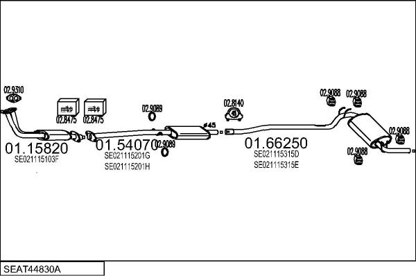 MTS SEAT44830A002867 - Система випуску ОГ autocars.com.ua