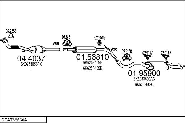 MTS SEAT55660A008433 - Система випуску ОГ autocars.com.ua