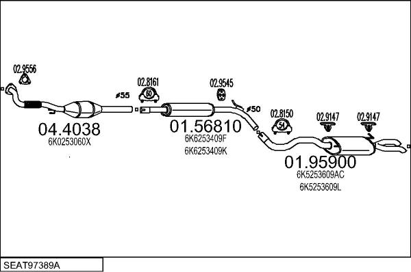 MTS SEAT97389A008433 - Система випуску ОГ autocars.com.ua