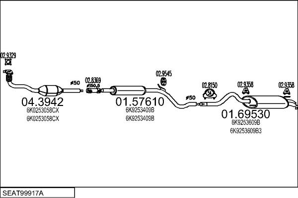 MTS SEAT99917A008377 - Система випуску ОГ autocars.com.ua