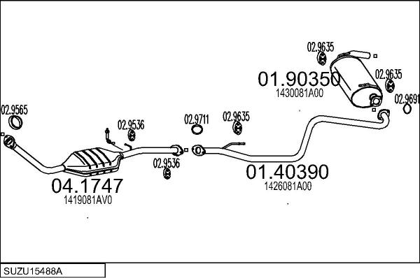 MTS SUZU15488A016094 - Система випуску ОГ autocars.com.ua