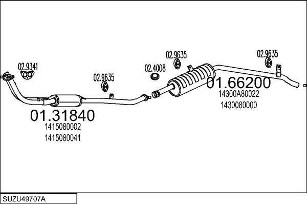 MTS SUZU49707A129098 - Система випуску ОГ autocars.com.ua